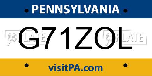 G71ZOL Pennsylvania License Plate