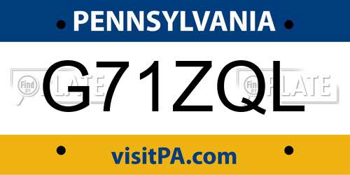G71ZQL Pennsylvania License Plate