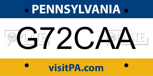 G72CAA Pennsylvania License Plate