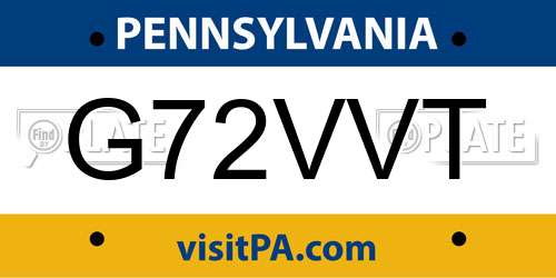 G72VVT Pennsylvania License Plate