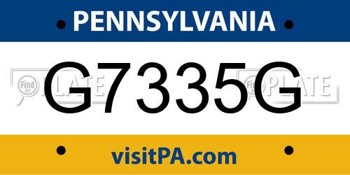 G7335G Pennsylvania License Plate