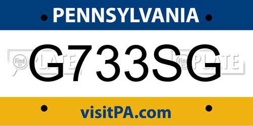 G733SG Pennsylvania License Plate