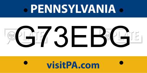 G73EBG Pennsylvania License Plate