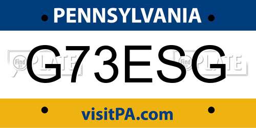 G73ESG Pennsylvania License Plate