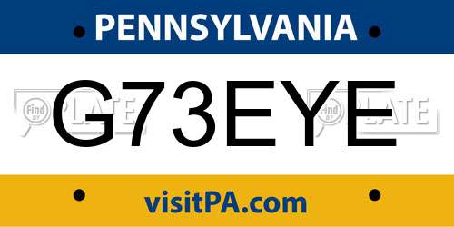 G73EYE Pennsylvania License Plate
