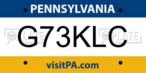 G73KLC Pennsylvania License Plate