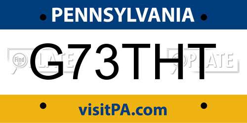G73THT Pennsylvania License Plate