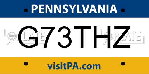 G73THZ Pennsylvania License Plate