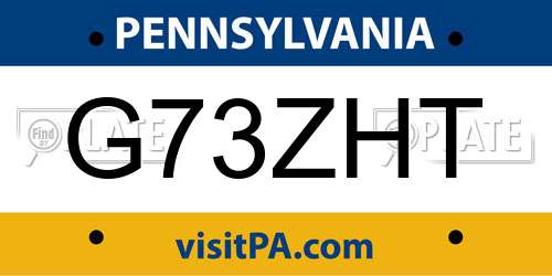 G73ZHT Pennsylvania License Plate