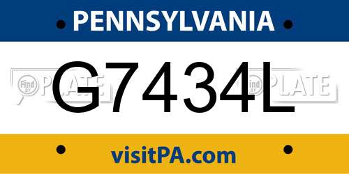 G7434L Pennsylvania License Plate