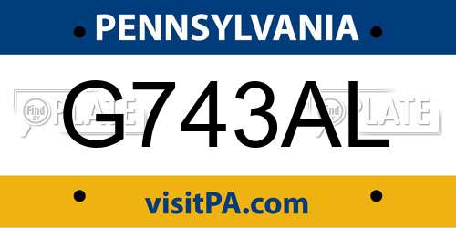 G743AL Pennsylvania License Plate