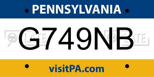 G749NB Pennsylvania License Plate