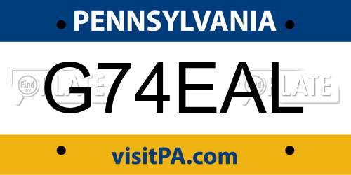 G74EAL Pennsylvania License Plate