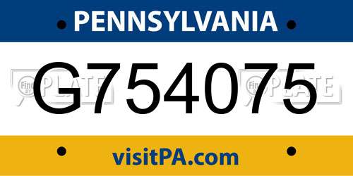 G754075 Pennsylvania License Plate