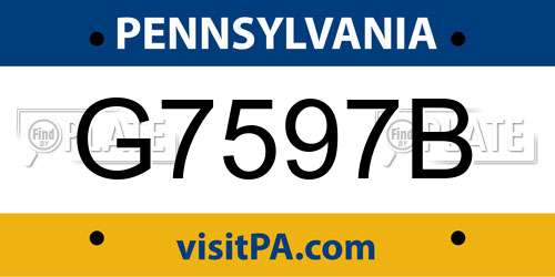 G7597B Pennsylvania License Plate