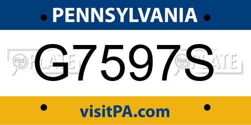 G7597S Pennsylvania License Plate