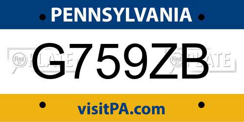 G759ZB Pennsylvania License Plate