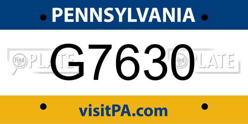 G7630 Pennsylvania License Plate