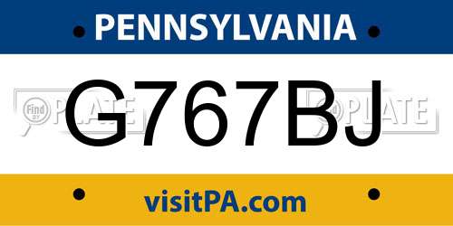 G767BJ Pennsylvania License Plate