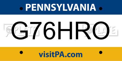 G76HRO Pennsylvania License Plate