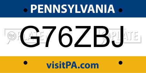 G76ZBJ Pennsylvania License Plate