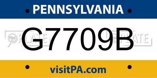 G7709B Pennsylvania License Plate