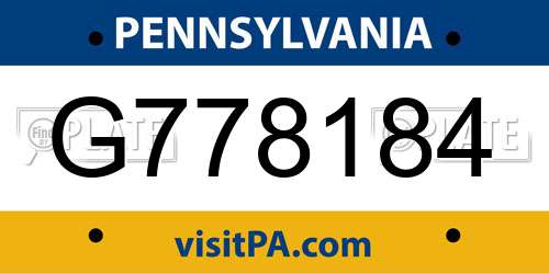 G778184 Pennsylvania License Plate