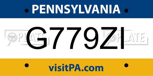 G779ZI Pennsylvania License Plate