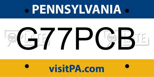 G77PCB Pennsylvania License Plate