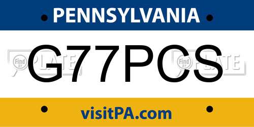 G77PCS Pennsylvania License Plate