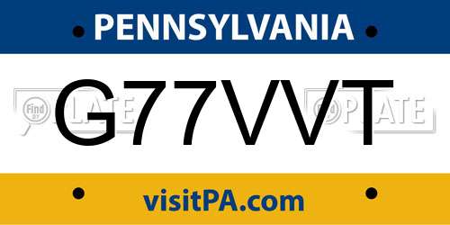G77VVT Pennsylvania License Plate