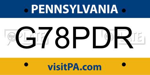 G78PDR Pennsylvania License Plate