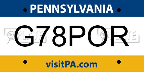 G78POR Pennsylvania License Plate
