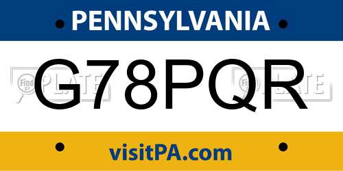 G78PQR Pennsylvania License Plate
