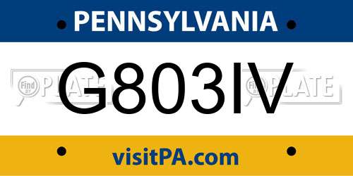G803IV Pennsylvania License Plate