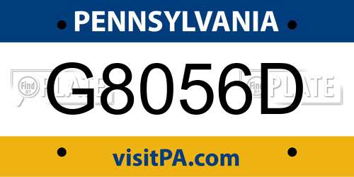 G8056D Pennsylvania License Plate