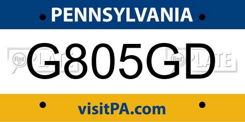 G805GD Pennsylvania License Plate