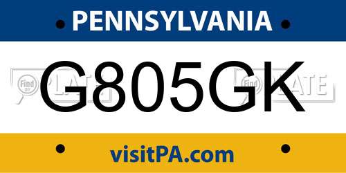 G805GK Pennsylvania License Plate