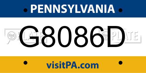 G8086D Pennsylvania License Plate