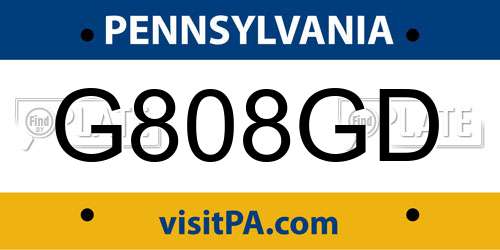 G808GD Pennsylvania License Plate