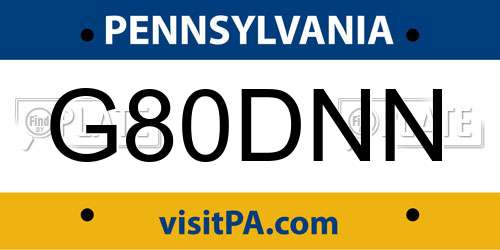 G80DNN Pennsylvania License Plate