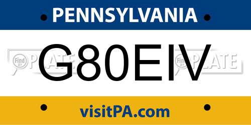 G80EIV Pennsylvania License Plate