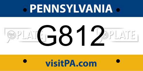 G812 Pennsylvania License Plate