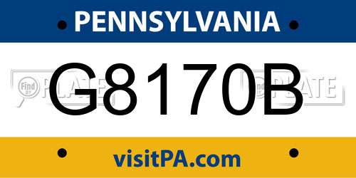 G8170B Pennsylvania License Plate