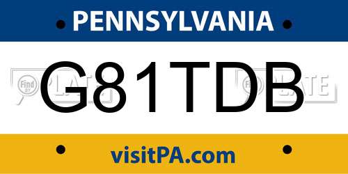 G81TDB Pennsylvania License Plate