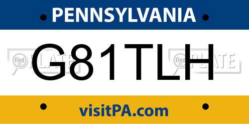 G81TLH Pennsylvania License Plate