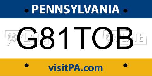 G81TOB Pennsylvania License Plate