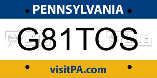 G81TOS Pennsylvania License Plate