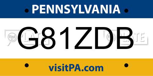 G81ZDB Pennsylvania License Plate