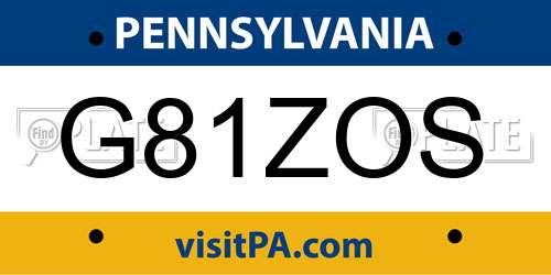 G81ZOS Pennsylvania License Plate